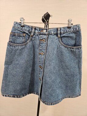 Bill Blass Button Front Denim Mini Skirt Blue Size 12